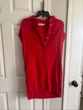 Vineyard Vines Red Polo Tunic with Button Placket